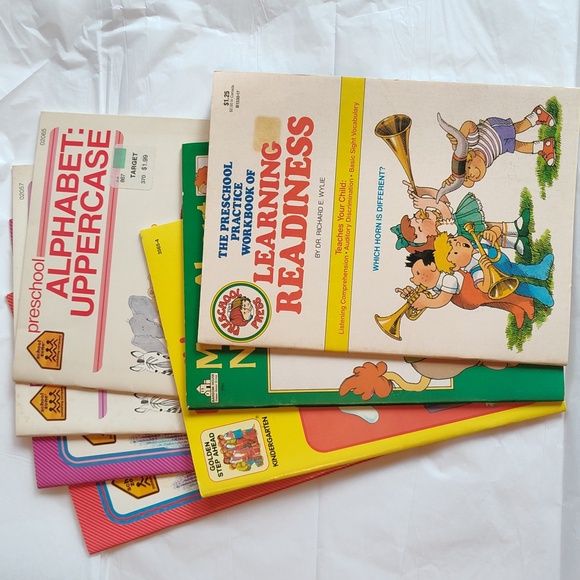 Vintage Other - 7 Vintage Pre-K Kindergarten & First Grade Educational Workbooks Coloring Books